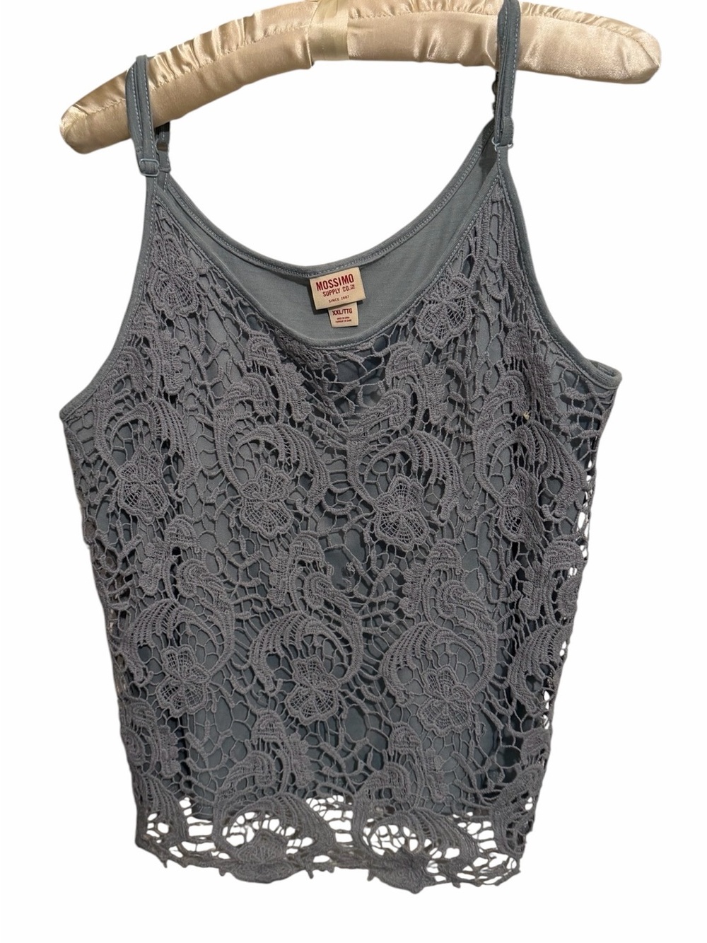 Mossimo Supply & Co size XL blue crochet adjustable camisole lined solid back